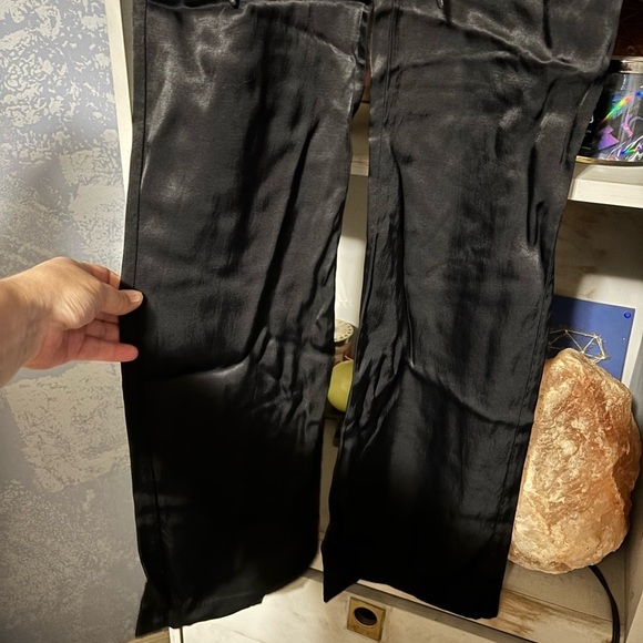 Zara Black Straight Leg Pants with High-Waisted Tie Design medium - Picture 6 of 11